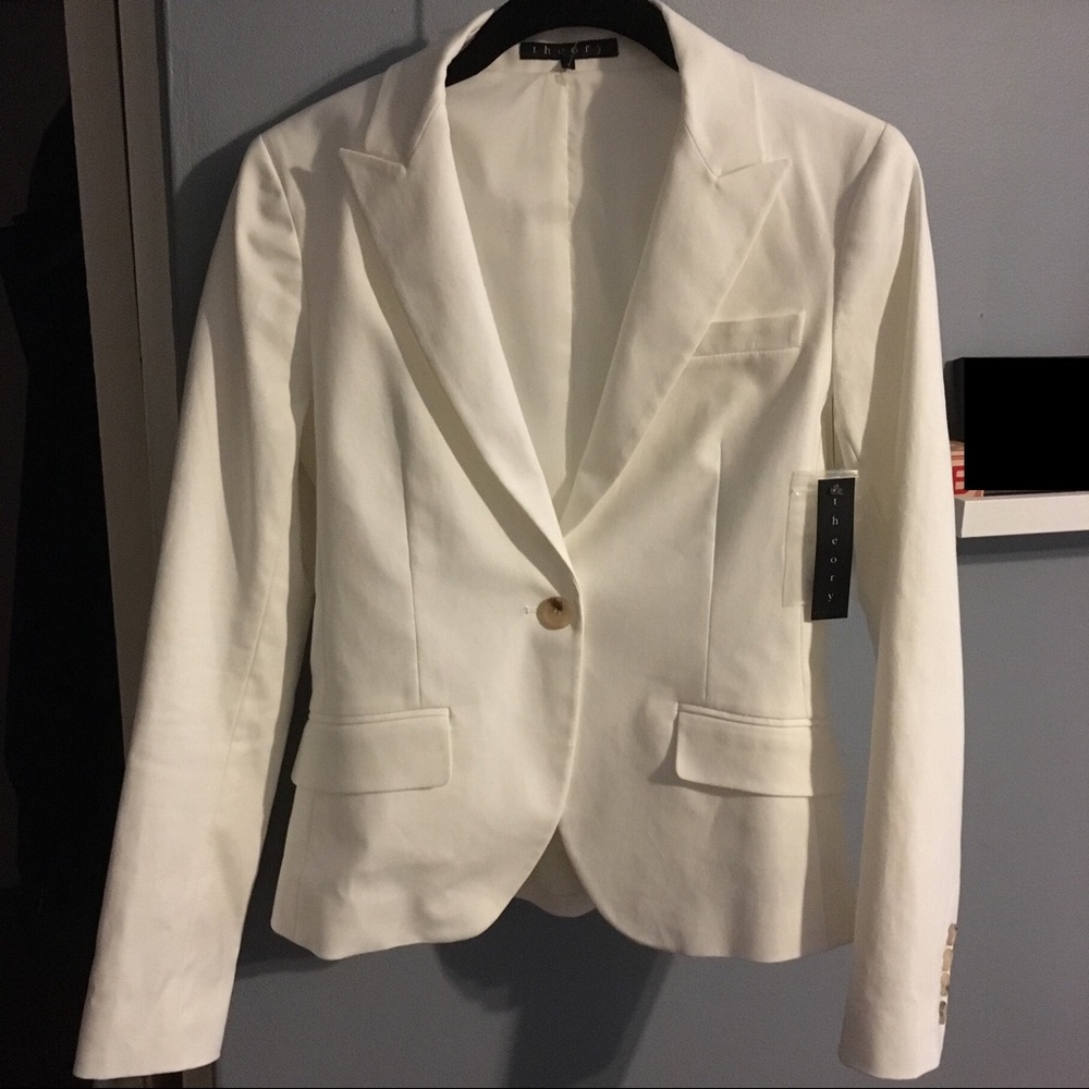 NWT Theory white stretch cotton blazer
